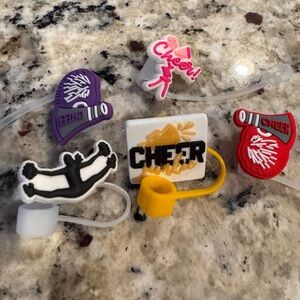 Cheer Theme Straw Toppers – Set of 5 – New Never Used